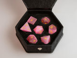 Pink Cat's Eye Dice Set of Charming