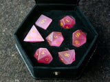 Pink Cat's Eye Dice Set of Charming