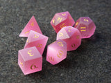 Pink Cat's Eye Dice Set of Charming